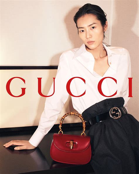 pubblicità gucci bamboo modella|liu wen gucci bag.